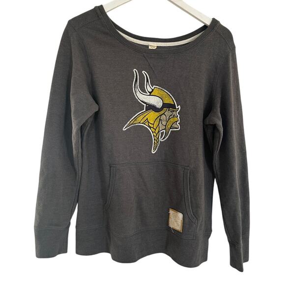 Women Size Large Minnesota NFL Vikings Gray Warm Sweatershirt Pullover Fan Gift - Picture 1 of 12
